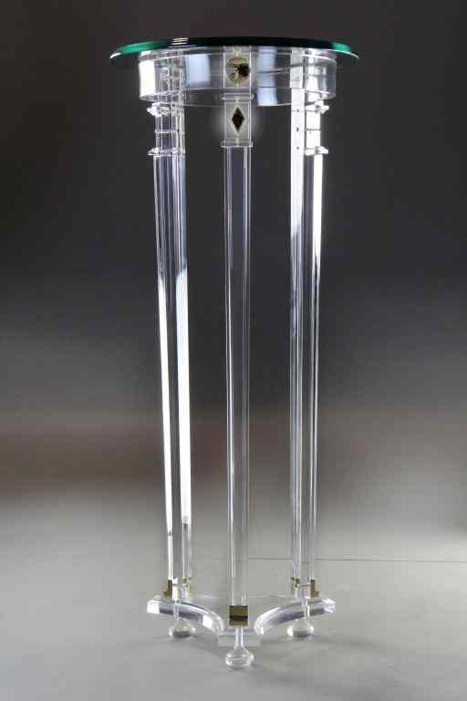 Appraisal: Mid-Century Modern Lucite Glass-topped PedestalIn the Neo-classical taste with stepped