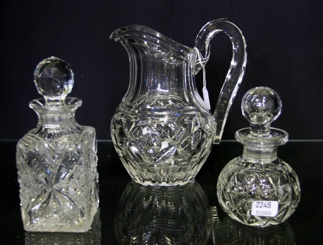 Appraisal: A Webbs cut crystal jug together with an Edinburgh small