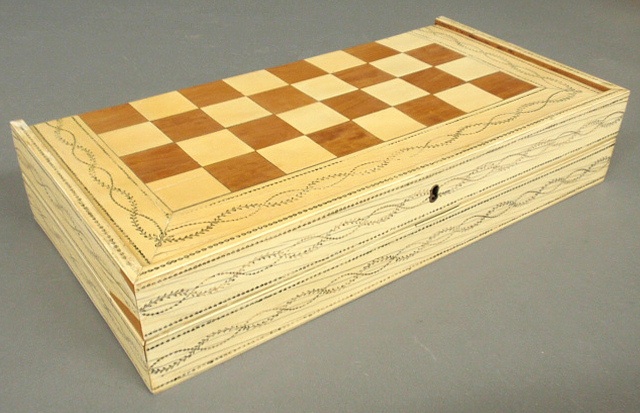 Appraisal: - Inlaid bone and wood game board th c for