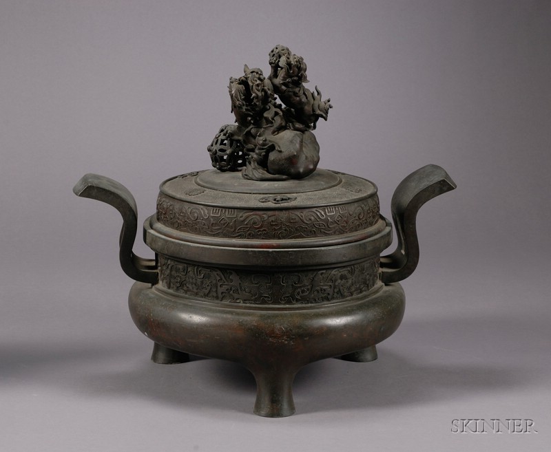 Appraisal: Bronze Incense Burner Japan th century tripod form with heaven