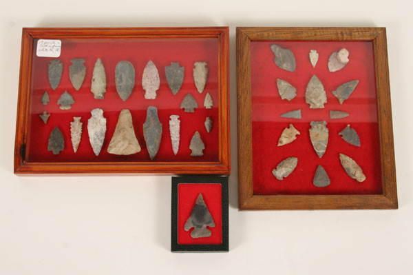 Appraisal: Collection of Native American artifacts nineteen mounted points and celt