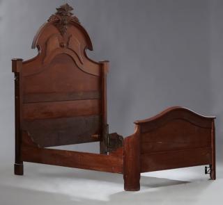 Appraisal: American Victorian Carved Walnut High Back Double Bed th c