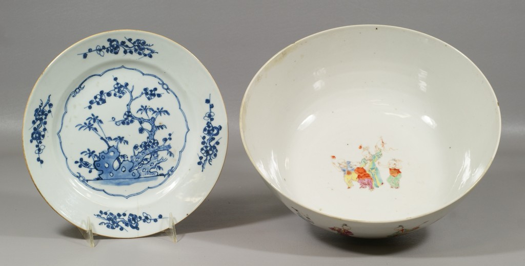 Appraisal: Chinese Export Punch Bowl depicting Mandarin figures minor rim restoration