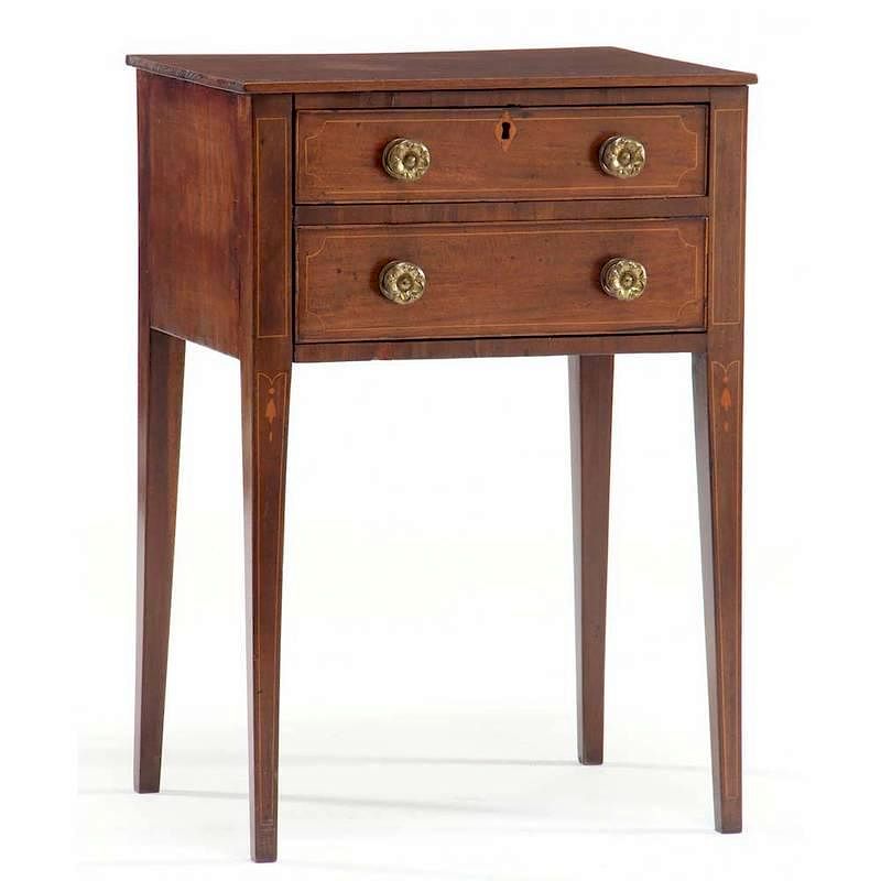 Appraisal: Southern Federal Inlaid Two Drawer Side Table possibly Charleston circa