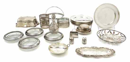 Appraisal: A Collection of Silver and Silverplate Mounted Articles comprising ash