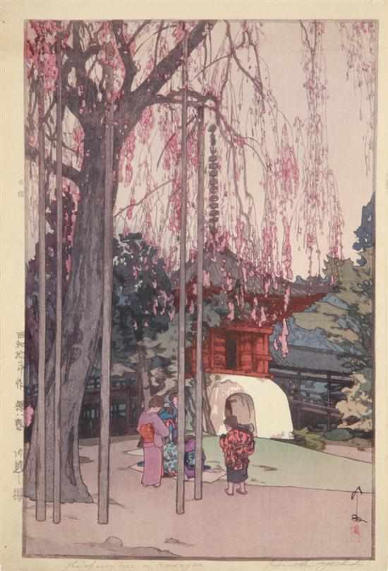 Appraisal: Hiroshi Yoshida Japanese - FOUR WORKS TEA HOUSE IN AZALEA