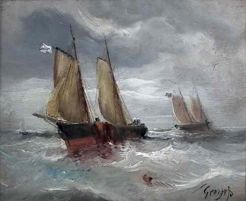 Appraisal: Georges - Pair of oil paintings - Shipping in choppy