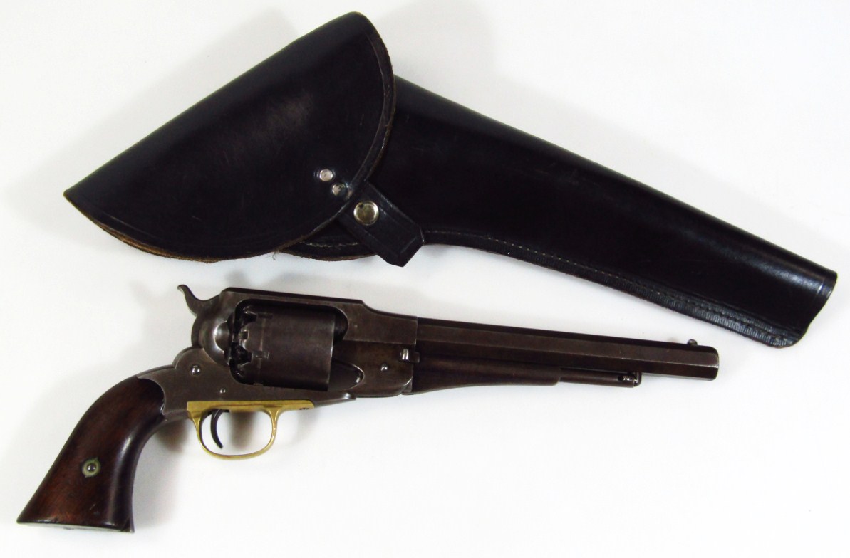 Appraisal: A Naval type revolver with brass trigger guard mahogany handle