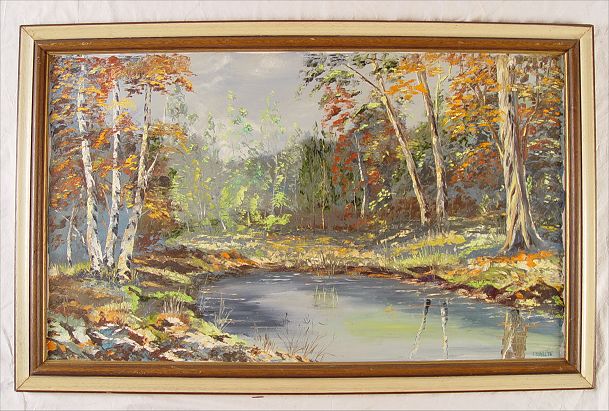 Appraisal: J SUBEL CONTEMPORARY BIRCH FOREST LANDSCAPE OIL CANVAS PAINTING Serene