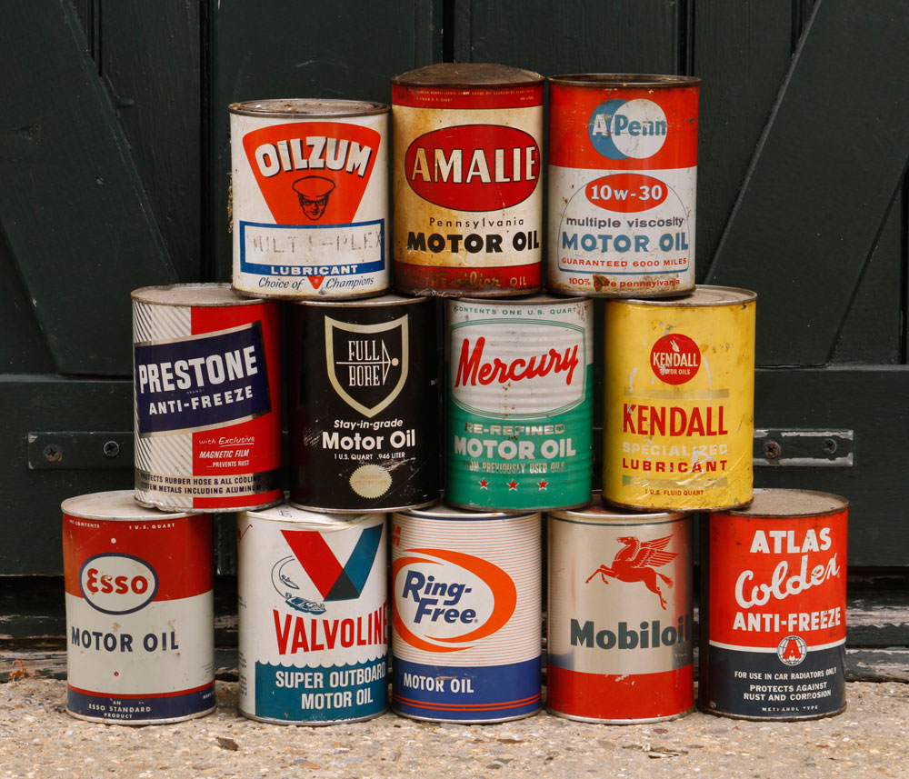 Appraisal: - Vintage Motor Oil and Antifreeze Cans Lot of twelve