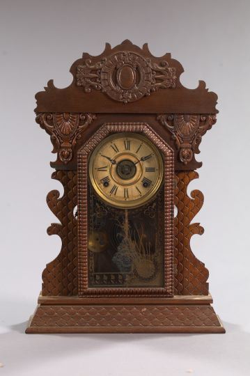 Appraisal: American Eastlake Victorian Stained Walnut Kitchen Clock late th century