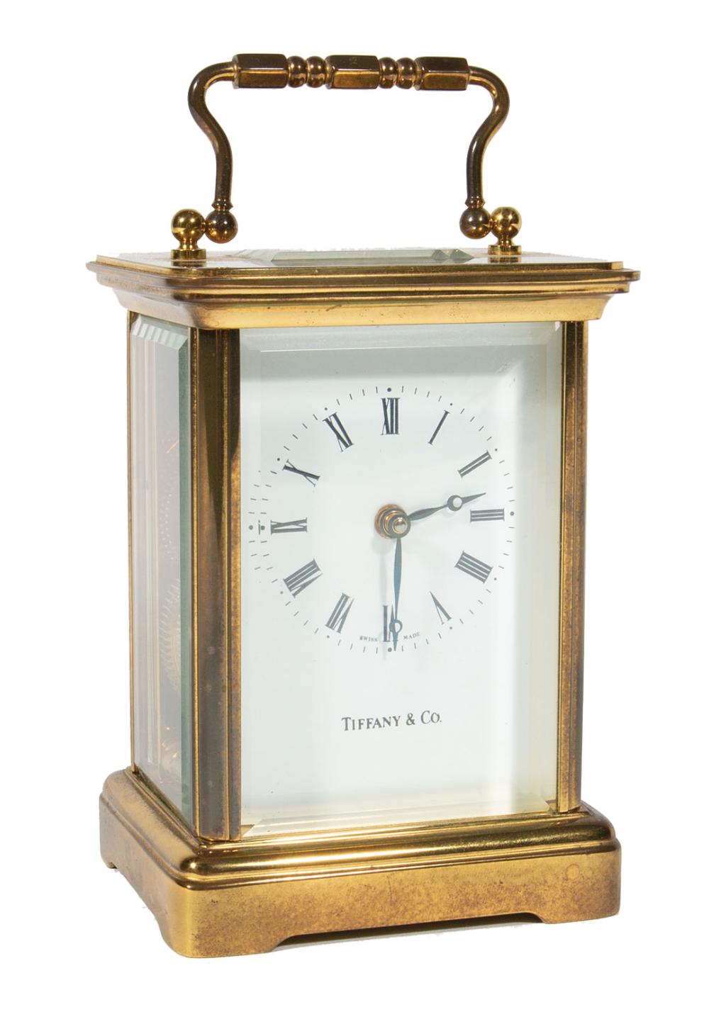 Appraisal: Swiss Brass Carriage Clock for Tiffany th c dial marked