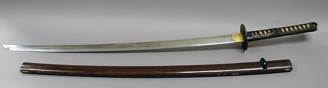 Appraisal: Samurai sword with blade and single hole tang signed by