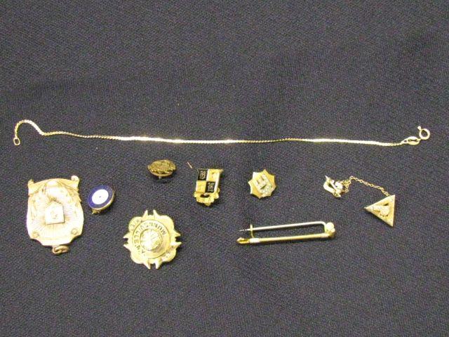 Appraisal: Lot of Gold Gold-Filled Pins pendant bracelet