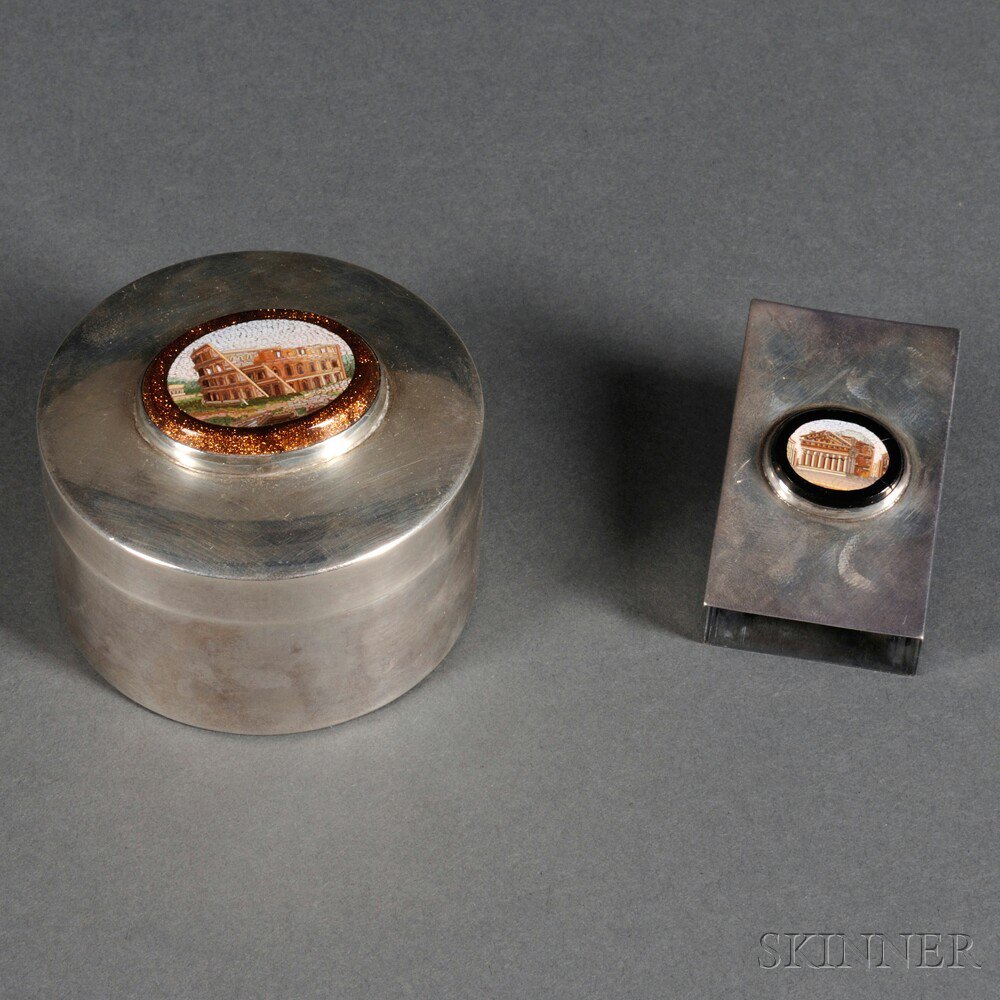 Appraisal: Two American Micromosaic-mounted Sterling Silver Items late th early th