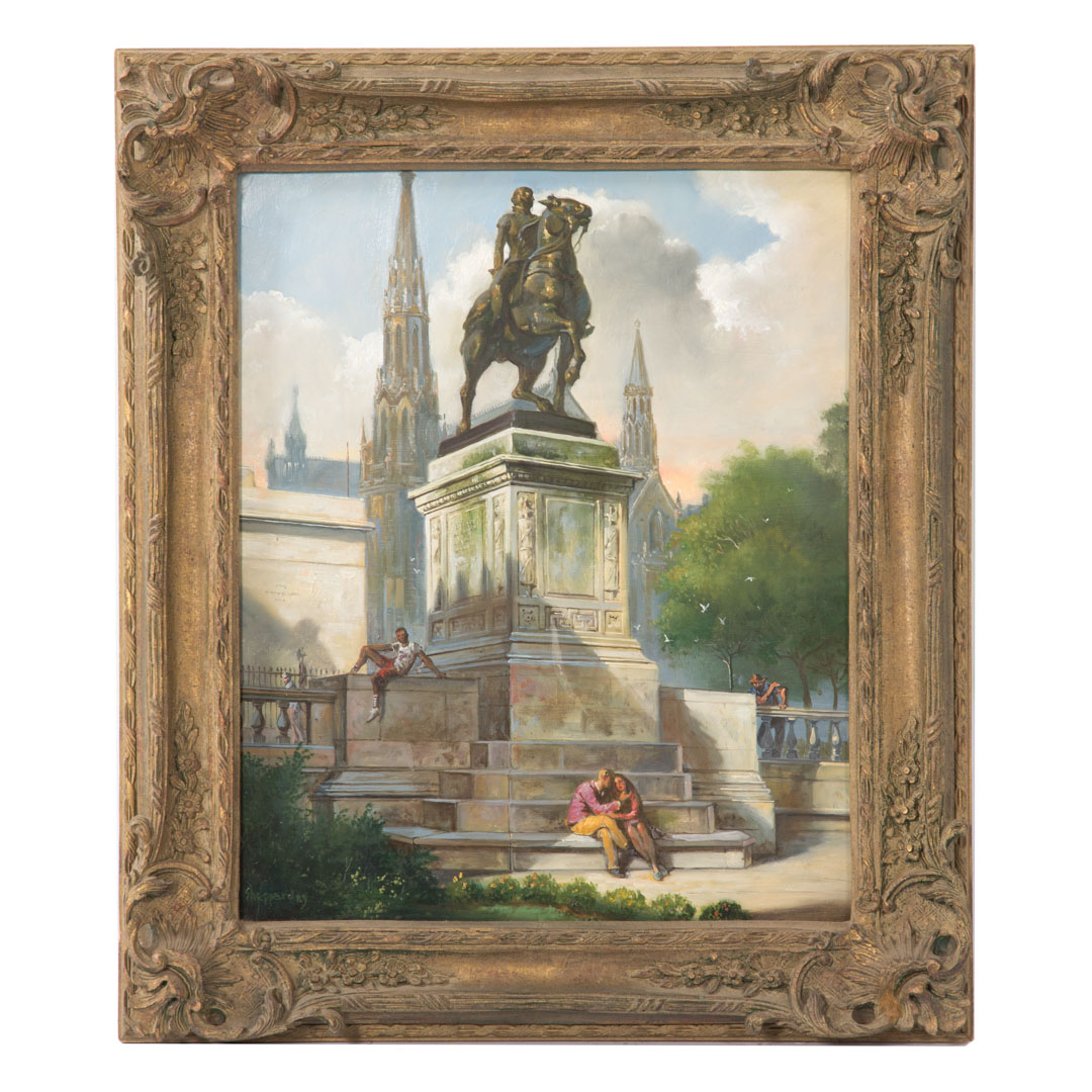 Appraisal: Joseph Sheppard Lafayette Monument oil on board Joseph Sherly Sheppard