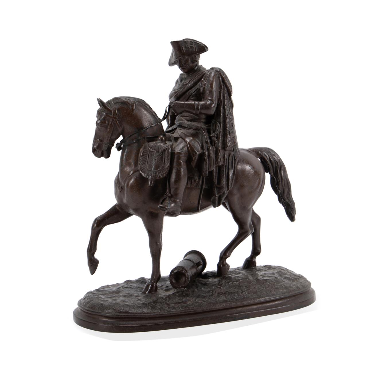 Appraisal: PATINATED EQUESTRIAN FIGURE OF FREDERICK THE GREAT Possibly Continental bronzed