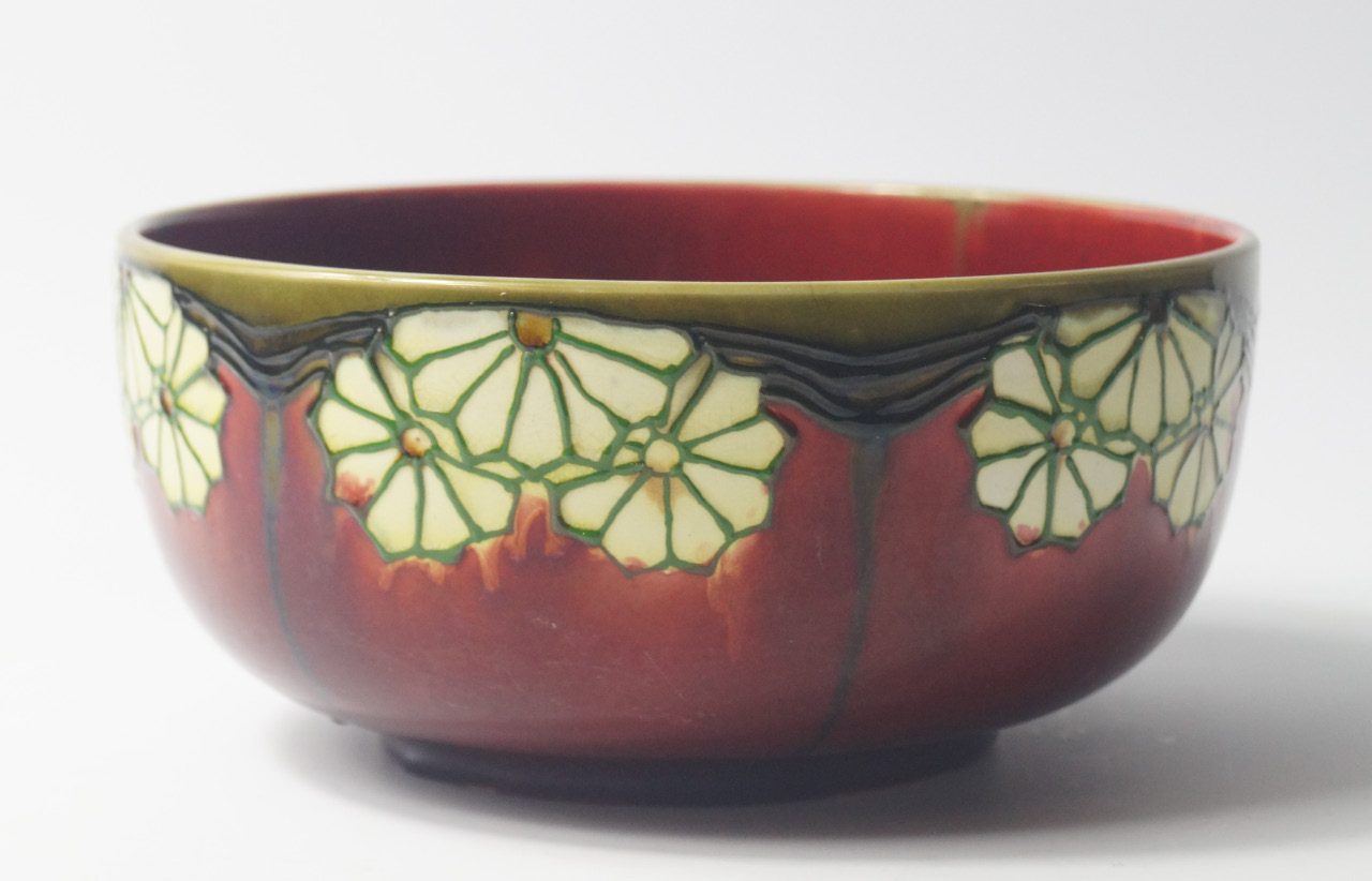 Appraisal: A late thC Minton Secessionist bowl tube line decorated with