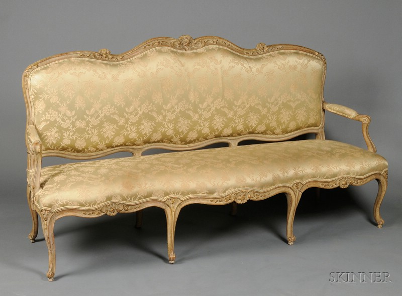 Appraisal: Louis XV Painted Beechwood Sofa mid th century with serpentine