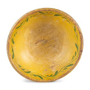 Appraisal: A Scarce Miniature Chromium Yellow Bowl with Green Floral Motif