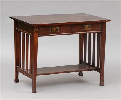 Appraisal: Roycroft Mission Mahogany Writing Desk Stamped with cross and orb