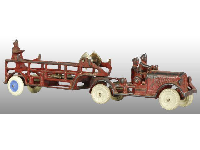 Appraisal: Cast Iron Arcade Fire Ladder Truck Toy Description Tractor trailer