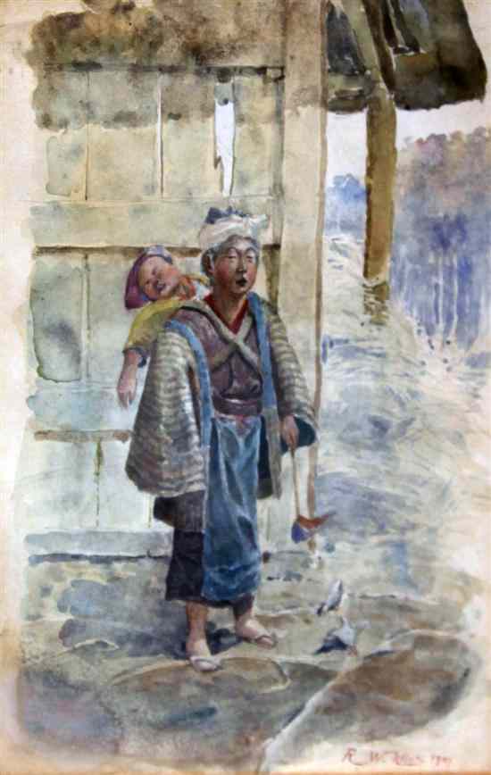 Appraisal: Robert Weir Allan - watercolour Japanese woman and child signed