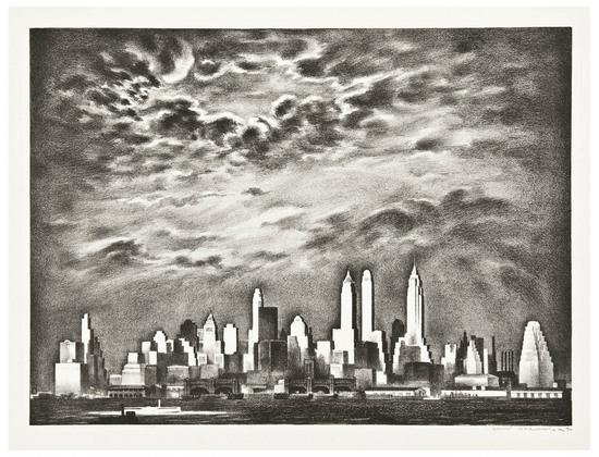 Appraisal: Louis Lozowick - Storm over Manhattan F Lithograph signed and