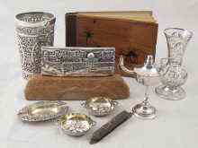 Appraisal: Various white metal items viz a Jerusalem souvenir three small