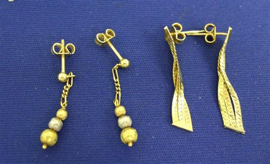 Appraisal: Two pairs of pendant style earrings