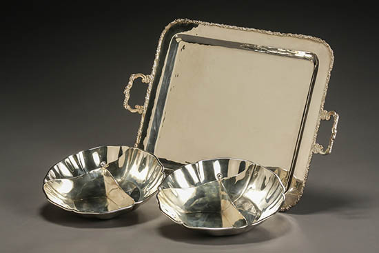 Appraisal: Pair of Latin American Tested Sterling Divided Vegetable Dishes and