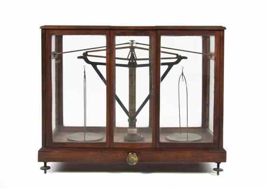 Appraisal: A Mahogany and Brass Cased Balance Scale the rectangular case