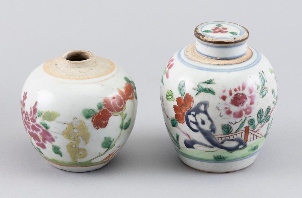 Appraisal: TWO CHINESE FAMILLE ROSE PORCELAIN JARS TH CENTURY HEIGHTS AND