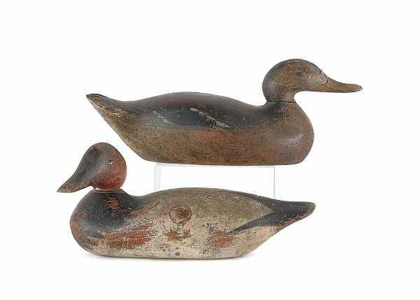 Appraisal: Two Mason carved and painted duck decoys one Premier grade