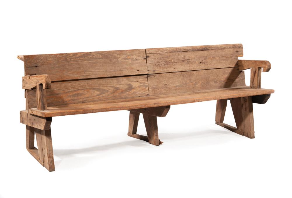 Appraisal: Three Southern Mixed Woods Church Benches plank back and seat