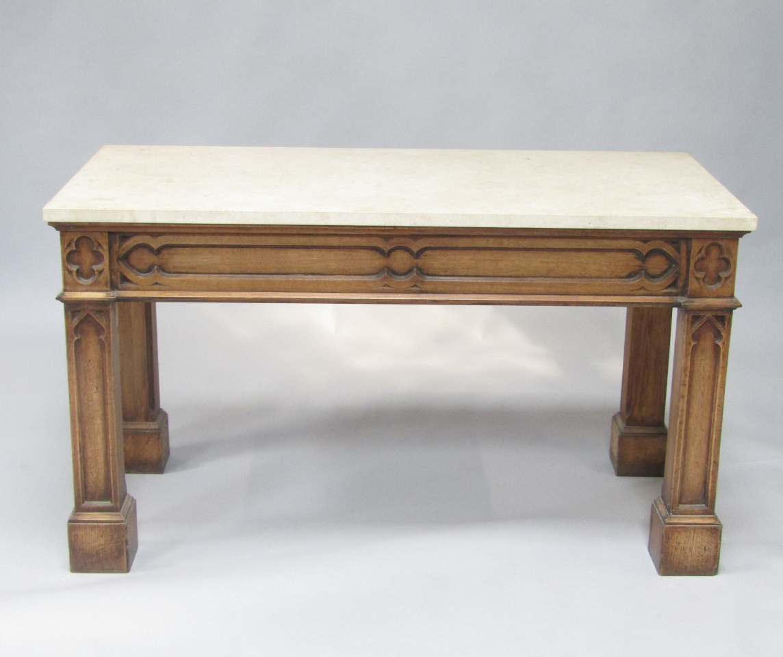 Appraisal: A Gothic oak hall table in the style of Pugin