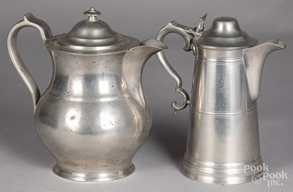 Appraisal: Pewter flagon Pewter flagon attributed to Boardman Co together with