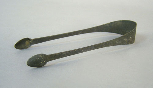 Appraisal: Massachusetts bright cut silver sugar tongs ca stamped Moulton l