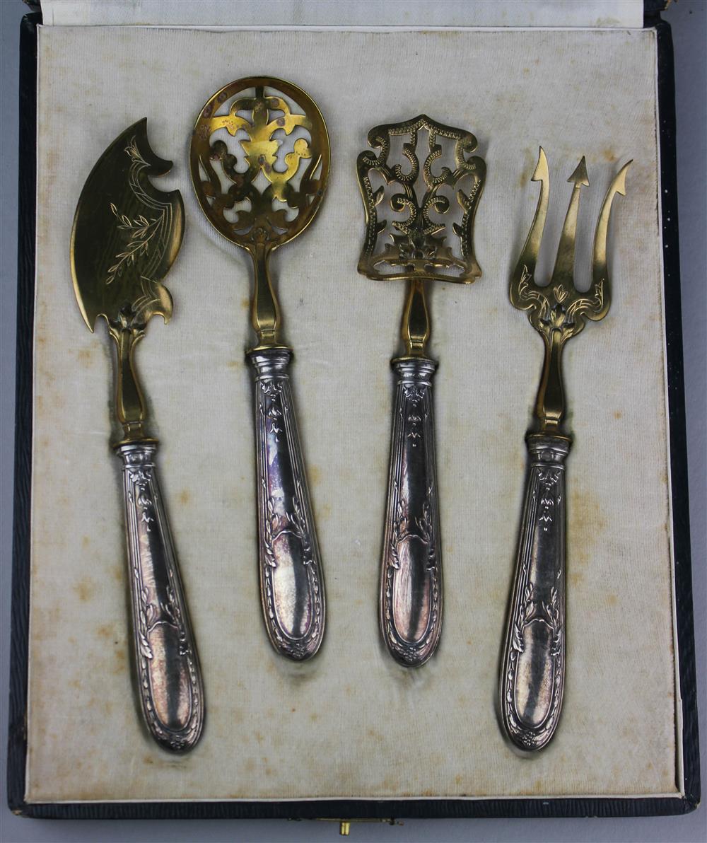 Appraisal: SET OF FOUR FRENCH PARCEL GILT METAL AND SILVER HORS