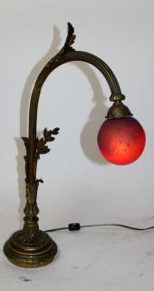 Appraisal: French bronze table lamp with Art de France shade French