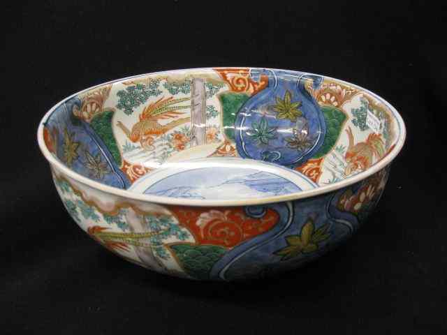 Appraisal: Japanese Imari Porcelain Bowl blue landscape in center surrounded by