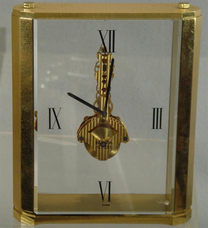 Appraisal: Swiza Athena desk clock with j unadj ladder movement brass