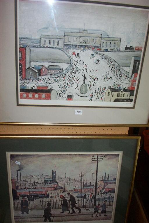 Appraisal: A pair of signed coloured prints by L S Lowry