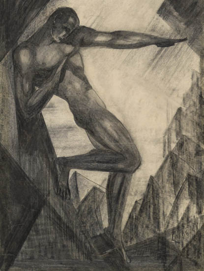 Appraisal: BORIS LOVET-LORSKI Male Nude with Geometric Forms Pencil on cream