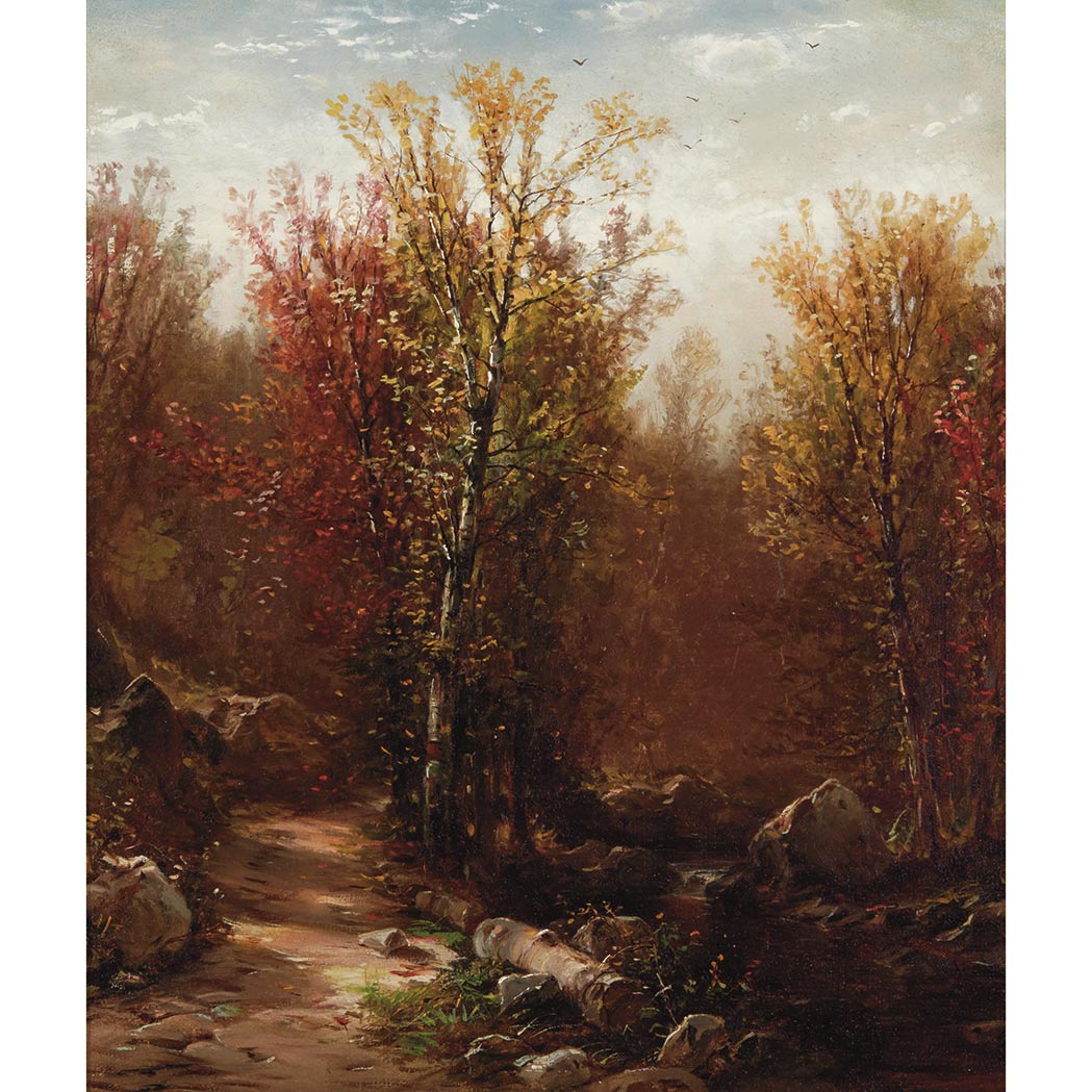 Appraisal: Jervis McEntee American - In the Woods Autumn Woods Oil