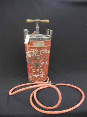 Appraisal: Early Painted Metal Fire Extinguisher Charlotte NC Engine Company pump