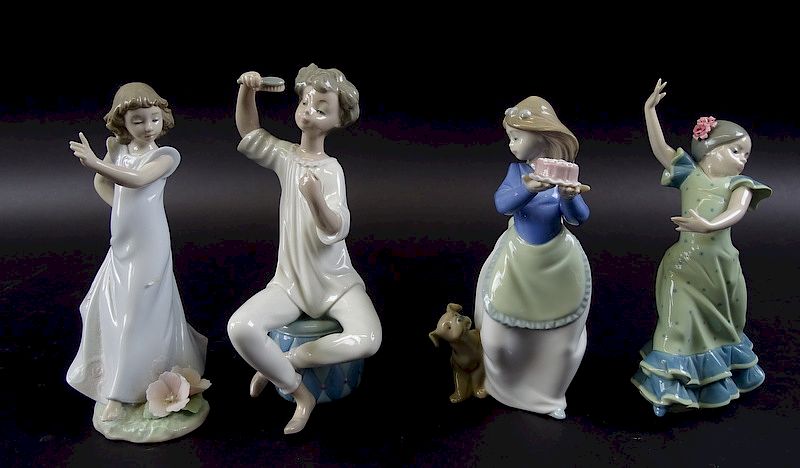 Appraisal: Collection of four porcelain lladro figures Collection of four porcelain