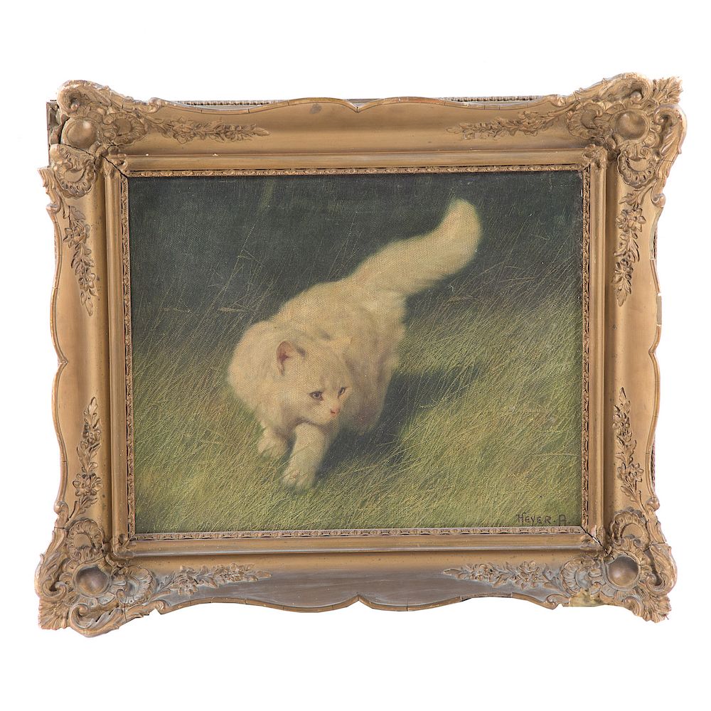 Appraisal: Arthur Heyer Cat in the Grass German - Oil on