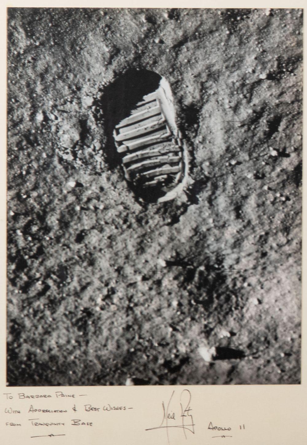 Appraisal: MAN'S FIRST FOOT PRINT ON THE MOONsigned and inscribed Neil