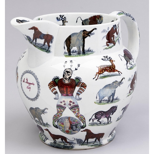 Appraisal: An Elsmore Forster earthenware jug dated with coloured transfers of